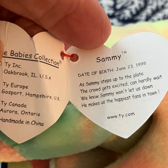 VINTAGE TY SAMMY BEANIE BABIES Bear  1999 PE JUNE 21 1998 - Picture 5 of 12